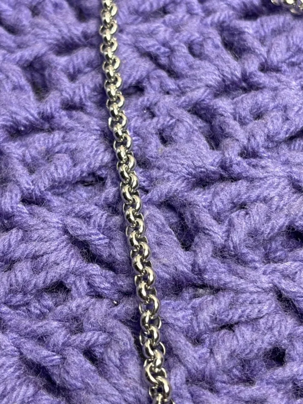 Silvertone Chunky Box Chain Necklace Lobster Clasp 18 inches Long